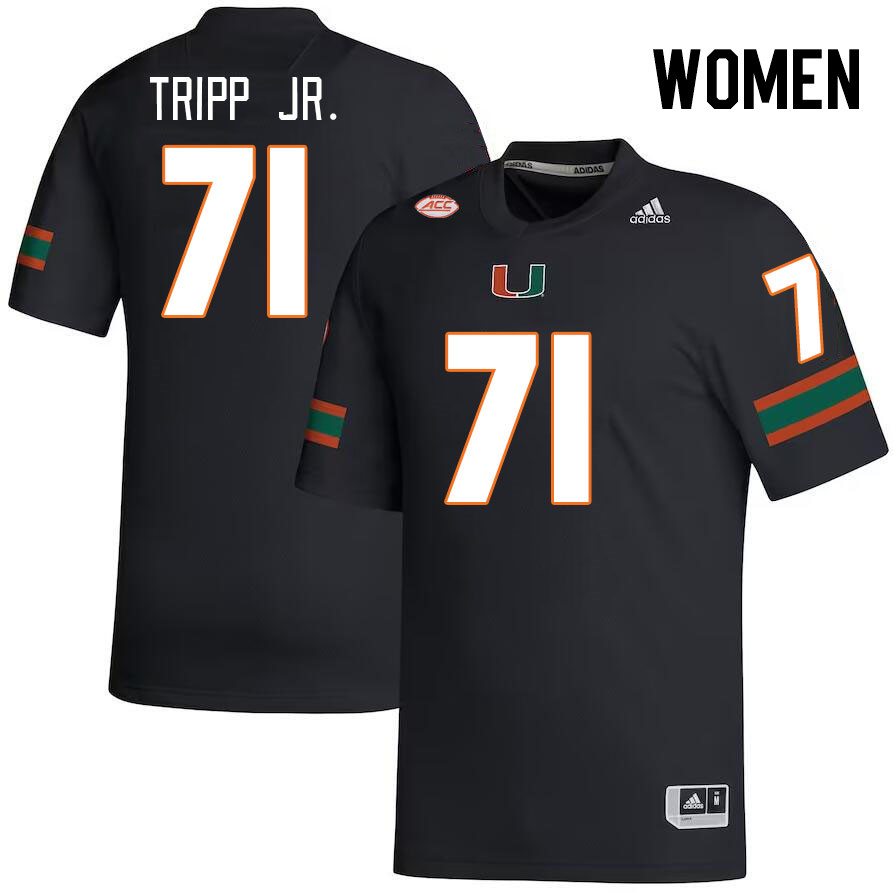 Women #71 Antonio Tripp Jr. Miami Hurricanes College Football Jerseys Stitched-Black
